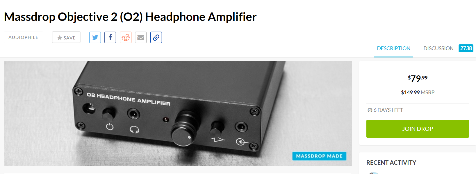 massdrop Objective 2 O2 Headphone Amplifier